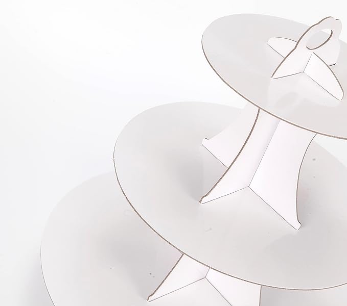 2Pcs 3-Tier Cupcake Stand, Cake Stand holder, Tiered DIY Cupcake Stand Tower for Dessert Table Displays, Birthday Theme Party Favors Decoration, Floral Tea Party, 12" W x 12.8" H, White