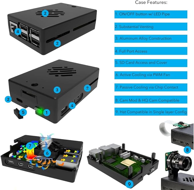 Vilros Raspberry Pi 5 Starter Kit MAX - Turbo Cooled Aluminum - (128GB Edition) - (4GB RAM)