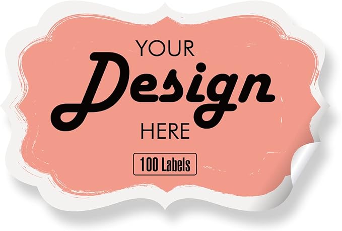 Custom Stickers Personalized Labels - Customized Stickers with Any Design Image Logo Text,Custom Thank You Label Stickers,Custom Stickers for Business Logo,100 Labels (Fancy Frame,3"x1")