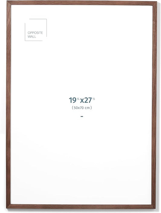 Opposite Wall - 50x70 cm - Dark Oak Wood Picture Frame - Lightweight, Versatile & Shatterproof - Wall Hanging Photo or Poster Frame - Wall Decor for Office, Gallery & Home, 19 3/4 x 27 1/2 in