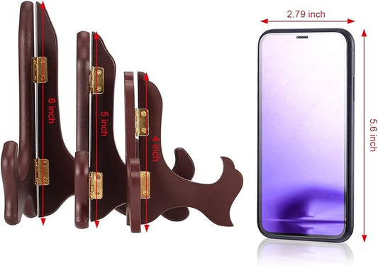 Tatuo 4 Packs Wooden Display Stand Decorative Plate Stands for Display Picture Frame Holder Easels