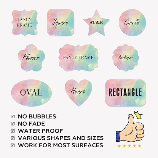 Custom Personalized Labels - Any Design Image Logo Text, Business Logo, Thank You Stickers, 100 Labels (Fancy Frame, 5"x4")