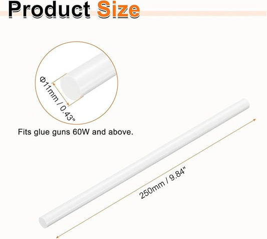 HARFINGTON 10pcs Hot Glue Sticks 0.43" Dia x 9.84" Long EVA Mini Hot Melt Adhesive Glue Stick for Hot Melt Gun Wood Plastic Glass Flowers Fabrics Foam, White