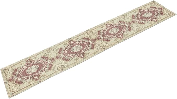 Boho Bohemia Table Runner, Vintage Blue Gold Retro Flower Rustic Country Floral Printed Pattern for Home Kitchen Table Decor Dining Coffee Room Garden Party Wedding Decor 13x90in