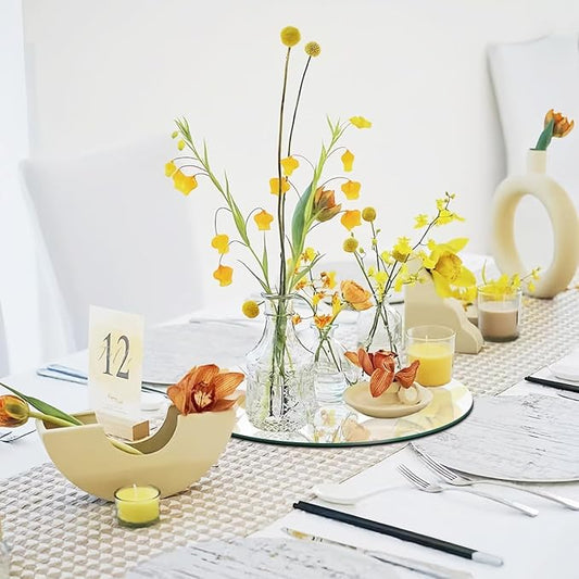 12PCS 8inch Round Mirrors for Centerpieces, Circle Mirror Centerpieces for Tables, Mirror Tiles for Wall Decor Table Wedding Centerpieces Mirror Plates for Candle Wedding Decorations DIY Craft