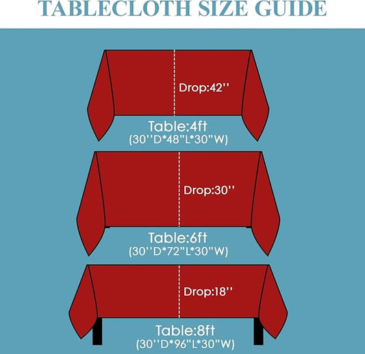 VidaFete Tablecloth 10 Pack 90 * 132inch Rectangle Table Cloth Polyester, Stain Wrinkle Resistant Polyester Dining Table Cover for Kitchen Dinning Party Wedding Rectangular Buffet Decoration(Red)