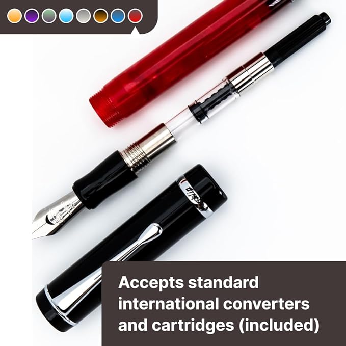 Conklin Duragraph Fountain Pen Red Nights - Extra Fine Nib, Precision Writing Instrument with Bold Red Finish