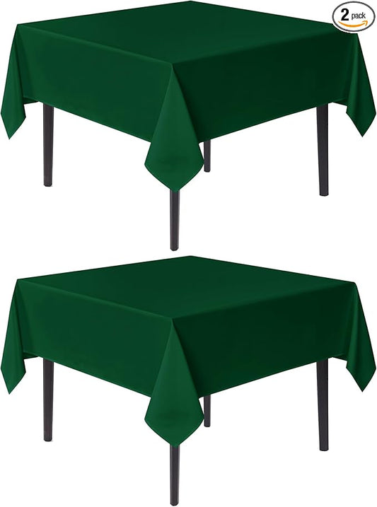 sancua Square Tablecloths 85x85 Inch Hunter Green, 2 Pack - Fabric Table Cloth for Square or Round Tables, Washable Polyester Table Cover for Christmas Dinner, Holiday Party, Display Tables