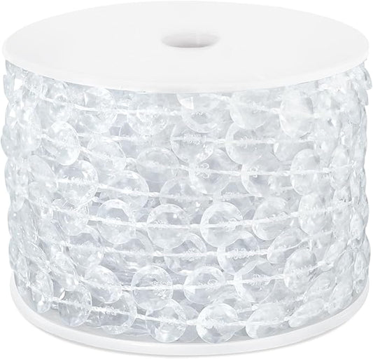 49FT Acrylic Crystal Garland, Clear Diamond-Shaped Crystal Bead Strands, DIY Crystal Beads String Roll for Wedding Decorations Party Decorations Beaded Curtain Crafting Projects