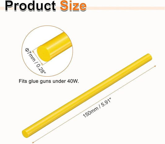 HARFINGTON 10pcs Hot Glue Sticks 0.28" Dia x 5.91" Long EVA Mini Hot Melt Adhesive Glue Stick for Hot Melt Gun Wood Plastic Glass Flowers Fabrics Foam, Yellow