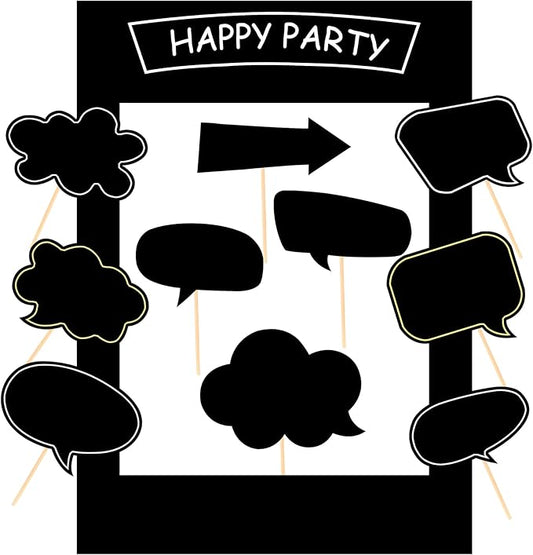 18pcs Blank Photo Booth Props Black Chalkboard Photo Booth Props Frame with Bubble DIY Photo Props for Birthday Wedding Party Supplies(Black)