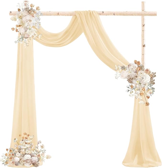 Champagne Gold Wedding Arch Draping Fabric 29" x 20 FT Wedding Drapes for Backdrop Sheer Curtains Drapes for Romantic Bridal Baby Shower Decor Ceremony Birthday Party Fall Outdoor Events