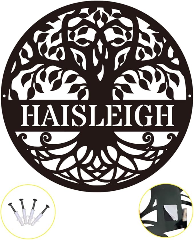 Personalized Tree of Life Metal Sign, Family Name, Custom Monogram Wall Decor, Outdoor Housewarming Gift, Wedding Gifts