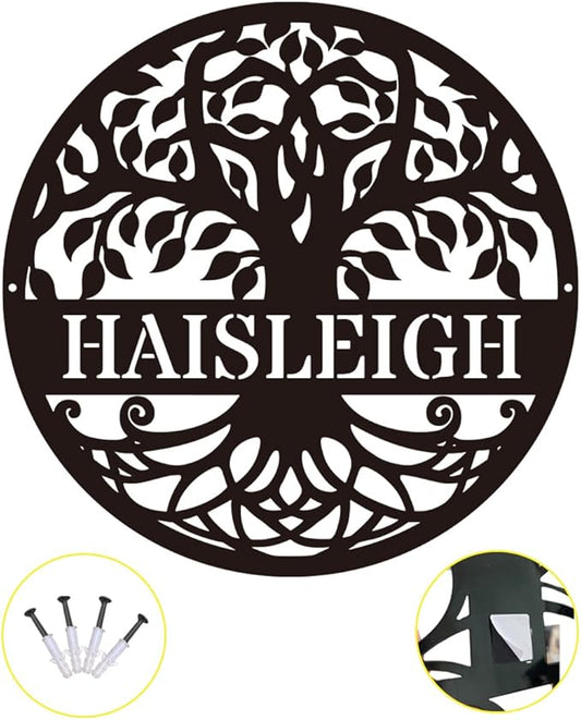 Personalized Tree of Life Metal Sign, Family Name, Custom Monogram Wall Decor, Outdoor Housewarming Gift, Wedding Gifts