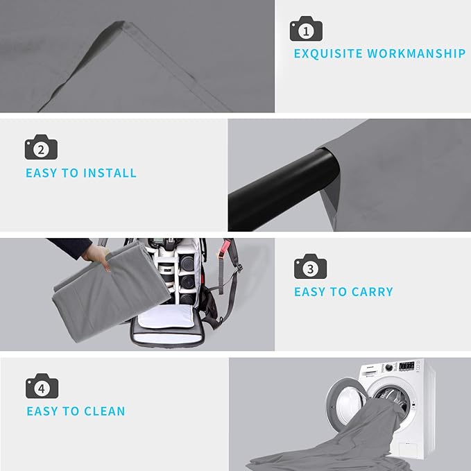 ISSUNTEX 10X10 ft/3X3 Meters Background Photo Backdrop, Photo Studio, Collapsible High Density Screen for Video Photography and Television-Gray