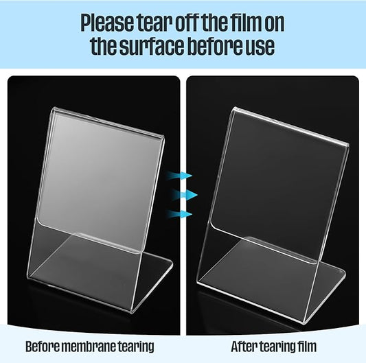 Ctosree 12 Pcs Acrylic Photo Frame L shape Slant Back Desktop Photo Frames Plastic Clear Sign Clear Acrylic Display Stand Table Top Sign for Home Office Wedding Restaurant Menu (3.5 x 5 Inch)