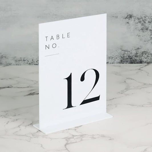 JINMURY White Wedding Table Numbers 1-25 with Stands, 5"x7" White Acrylic Table Numbers, Perfect for Wedding Reception, Party, Anniversary, Event
