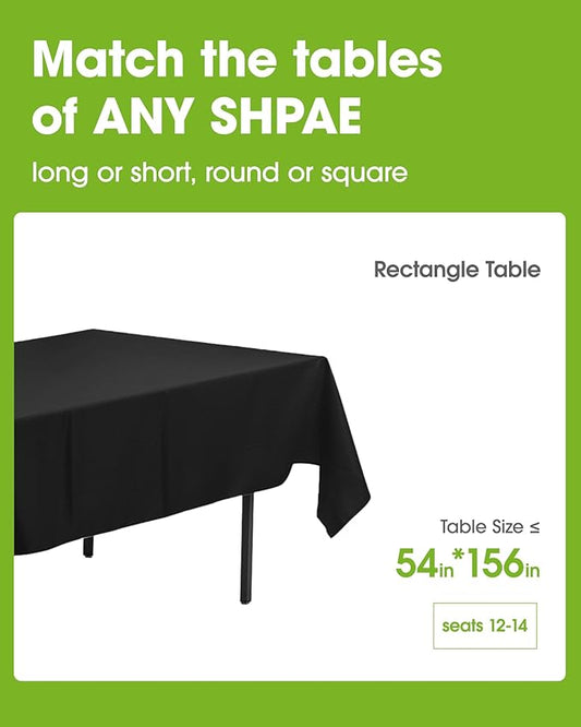 Pureegg Plastic Table Cloth Disposable 10 Pack, 54 x 156 Inch Table Cloths, Halloween Party Decorations, Summerween Decor, Halloween Tablecloths, Rectangle, Plastic Cover, Leakproof & Sturdy, Black