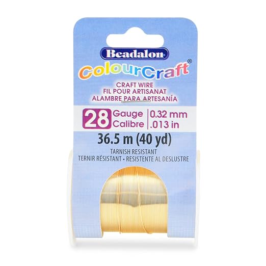 Beadalon ColourCraft Wire, 28 Gauge, Gold Color Silver Plated, 40 yd Spool