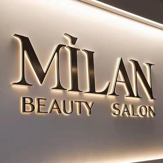 Custom Business Backlit Sign Custom Illuminated Backlit/Frontlit Channel Letters for Business Logo Signs-Professional Grade LED Indoor/Outdoor 3D Retail Store Front Signage-Stainless Steel Acrylic Branding Signs