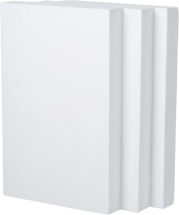 Crafare 17X11X2 Inch Craft Foam Blocks 3 Pack Polystyrene Foam Sheet DIY Crafting Rectangle for Arts School Projects Sculptures Floral Arrangements Modeling and Centerpieces