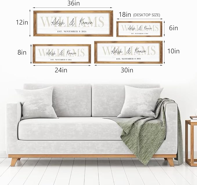 Wedding Gifts for Couples 2025, Custom Wood Sign for Bridal Shower Gift, Engagement Gift, Newlywed Gift, Personalized Framed Last Name Sign with Established Date for Home