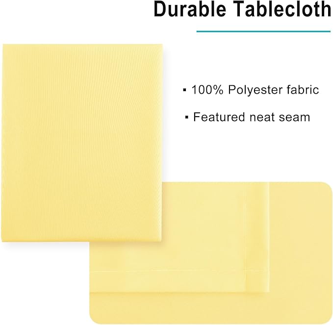 Hiasan Light Yellow Tablecloth for Square Tables - Waterproof and Spillproof Washable Fabric Table Cloth for Dining Room Kitchen Party, 60 x 60 Inch
