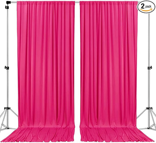 AK TRADING CO. 10 feet Wide x 12 feet Long IFR Polyester Backdrop Drapes Curtains Panels with Rod Pockets - Wedding Ceremony Party Home Window Decorations - Fuchsia