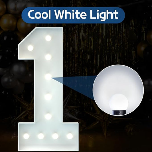 Marquee Numbers 4 Feet Tall Big Light Up Numbers First 1st 21st Wild One Happy Birthday Decorations Girl Boy White Anniversary Party Decor Large Cardboard Prop Backdrop Sign 1