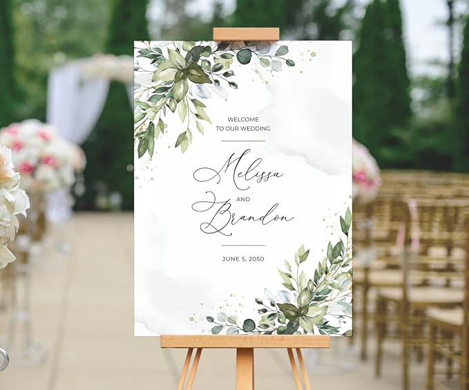 Greenery Wedding Welcome Sign, To Our Wedding Signs