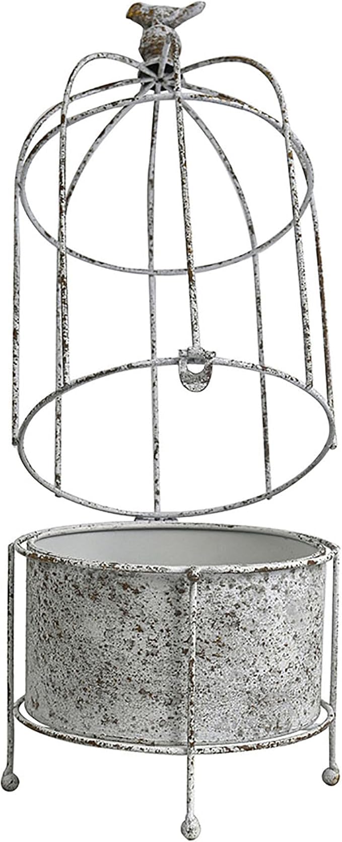 Vintage Rustic Birdcage Planter Stand, Farmhouse Distressed Decorative Metal Round Plants Holder, Outdoor Garden Flower Pot for Climbing Plants, Home Patio Yard Balconies Decor