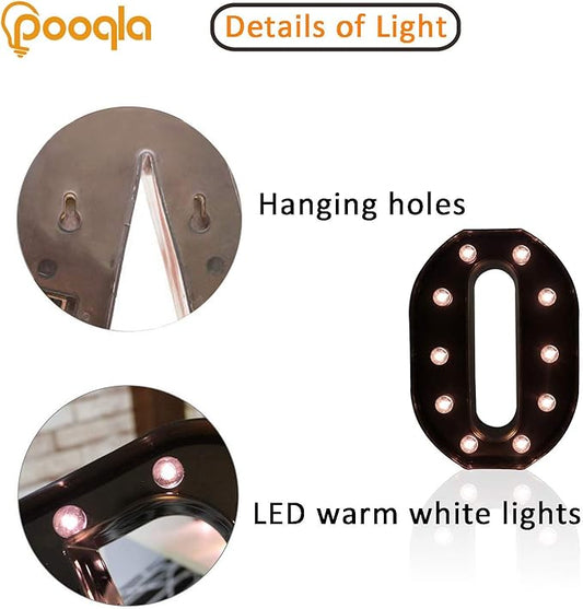 Decorative LED Illuminated Letter Marquee Sign - Alphabet Marquee Letters with Lights For Wedding Birthday Party Christmas Night Light Lamp Home Bar Decoration O, Black