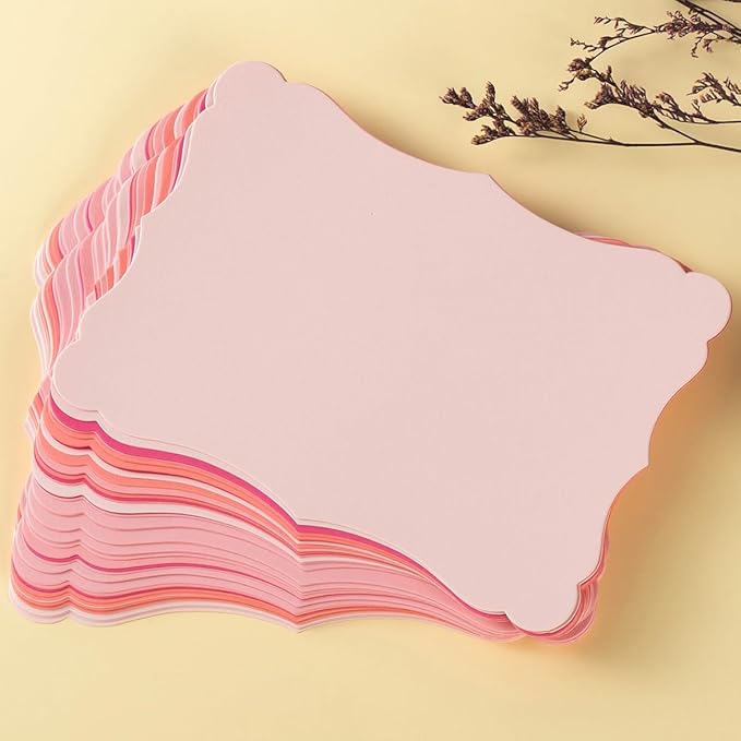 50 Pack Blank Kraft Cards Cardstock Thick Paper Brown Greeting Cards for DIY Gift Card Menus, Baby Shower and Wedding Invitations (Pink, 5 Colors, 5x7IN)