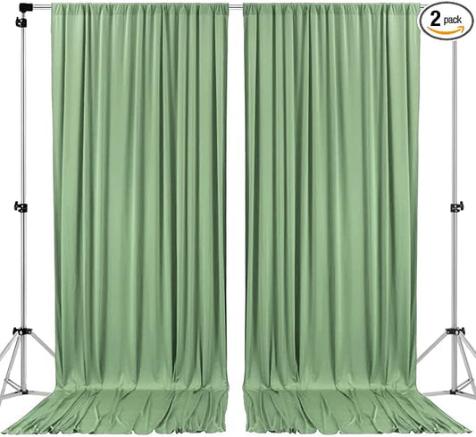 AK TRADING CO. 10 feet Wide x 12 feet Long IFR Polyester Backdrop Drapes Curtains Panels with Rod Pockets - Wedding Ceremony Party Home Window Decorations - SAGE Green