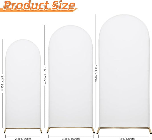 Wedding Arch Frame Cover 7.2FT Arch Background Cover Spandex Fabric Elastic Background Suitable for Weddings, Birthday Parties, Baby Showers, banquets, and Ceremonial Decorations（White）