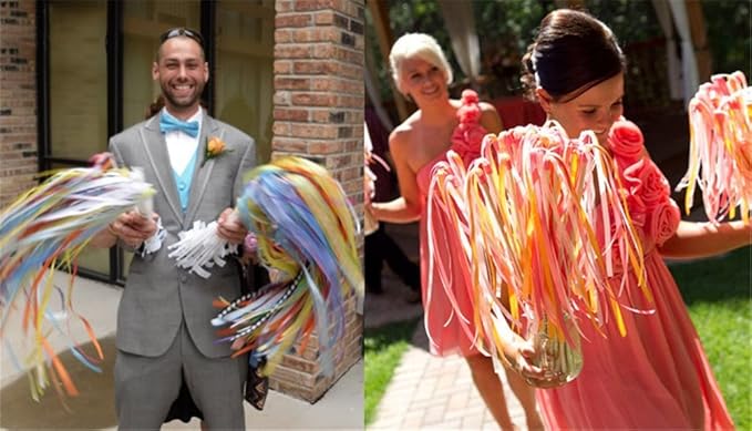 100PCS Ribbon Stick Wands Wedding Streamers with Silk Fairy Stick Wand for Wedding Party Baby Shower Send Off Party Activities Holiday Celebration Favors (Purple-100PCS)