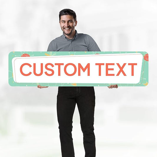 Custom Sign, Custom Street Sign, 11 Font Colors, 13 Font Styles, 4 Hole Options, 22 Sizes, 12x48 Inches, Rust Free DiBound, Fade Resistant, Made in USA by My Sign Center (Mid-Century Modern 2)