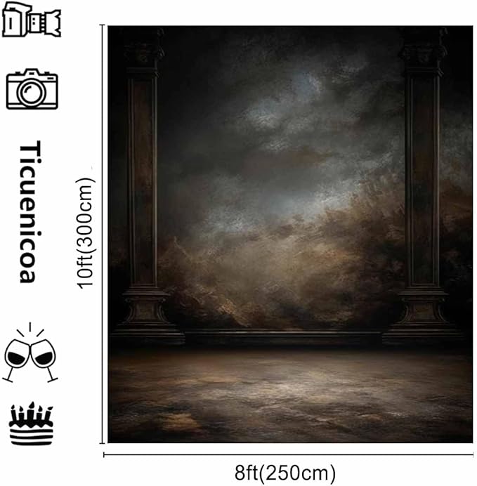 8x10ftDark Vintage Photography Backdrops Portrait Photo Backdrop Wedding Bridal Show Birthday Background for Studio Props