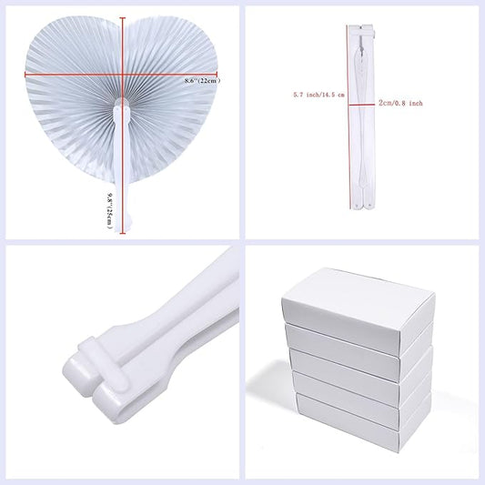 12 Packs Decorative Paper Folding Hand Fans Handheld,Silver Heart Foldable Wedding Fans Chinese and Japanese Fans Bulk for Bridal Guest Church Party Favors Dancing Birthday DIY