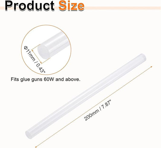 HARFINGTON 10pcs Hot Glue Sticks 0.43" Dia x 7.87" Long EVA Mini Hot Melt Adhesive Glue Stick for Hot Melt Gun Wood Plastic Glass Flowers Fabrics Foam, Clear