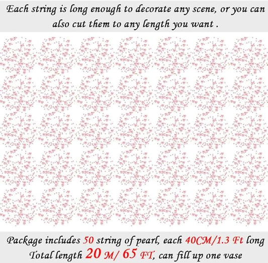 50pcs Pearls String Beads of Pearls, 10+5mm Pink Artificial Pearl String for Floating Candles Centerpieces, Vase Filler, Wedding Centerpiece Christmas Party Decor