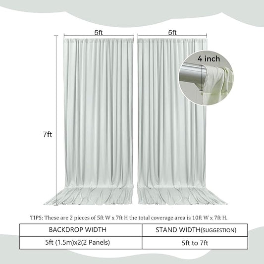 2 Panels Silver Backdrop Curtain, 10 x 7 Feet Background Curtains for Parties, Weddings, Baby Showers, Bachelorette Halloween, Christmas Birthday Party Photoshoot Backdrop Curtains Decorations