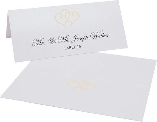 Linked Hearts Place Cards, Ivory (Choose Color), Set of 60, Pre-cut and Scored - Wedding, Party, Dinner, and Special Events - Made in the USA