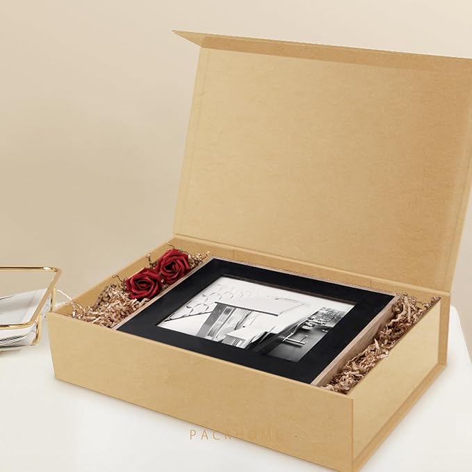 PACKHOME 6 Extra Large Gift Boxes 17.5x11.3x4.3 Inches, Sturdy Shirt Boxes with Magnetic Lids for Clothes and Large Gifts (Kraft)