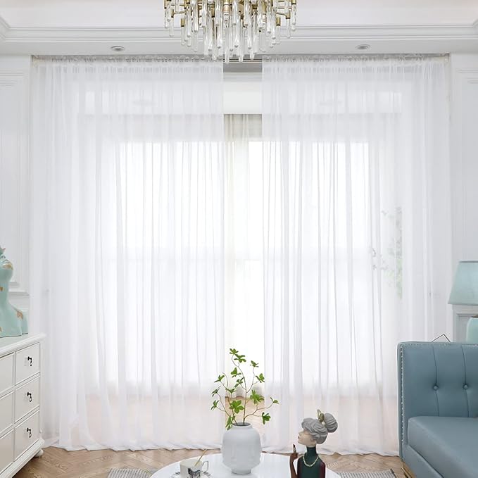 Window White Sheer Curtains 108 Inches Long 2 Panels Sheer White Curtains Clear Curtains Basic Rod Pocket Panel Beige Grey Purple Pink 63 72 84 95 108 Inch Bedroom Children Living Room Yard Kitchen