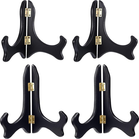Tatuo 4 Packs Wooden Display Stand Decorative Plate Stands for Display Picture Frame Holder Easels