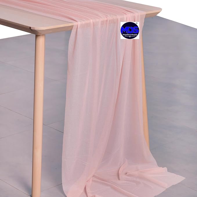 MDS Halloween Chiffon Table Runner - 15 Pack, 29 x 170 Inches, 14ft Each - Sheer Spooky Table Runners for Haunted House Parties, Trick-or-Treat Tables, Witchy Décor, Wedding & Events - Dusty Rose