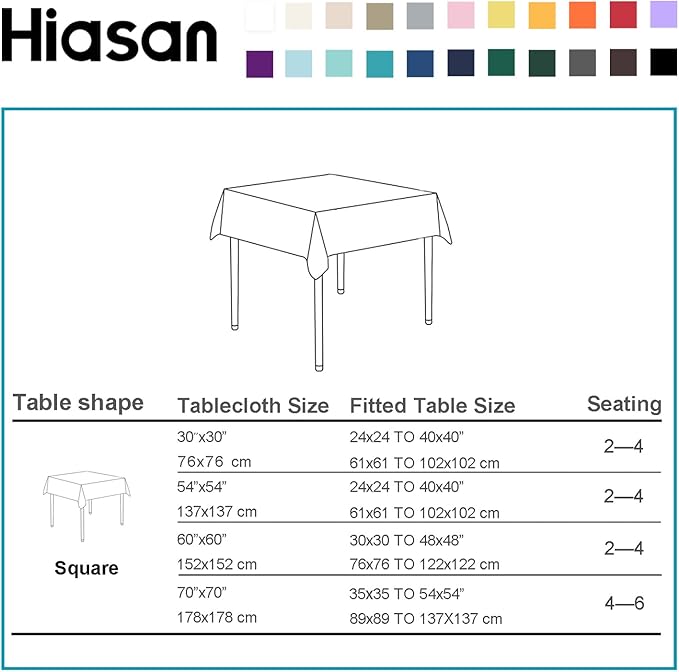 Hiasan Light Yellow Tablecloth for Square Tables - Waterproof and Spillproof Washable Fabric Table Cloth for Dining Room Kitchen Party, 60 x 60 Inch