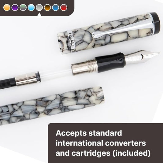 Conklin Duragraph Fountain Pen Cracked Ice - Extra Fine Nib, Precision Writing Instrument with Unique Design