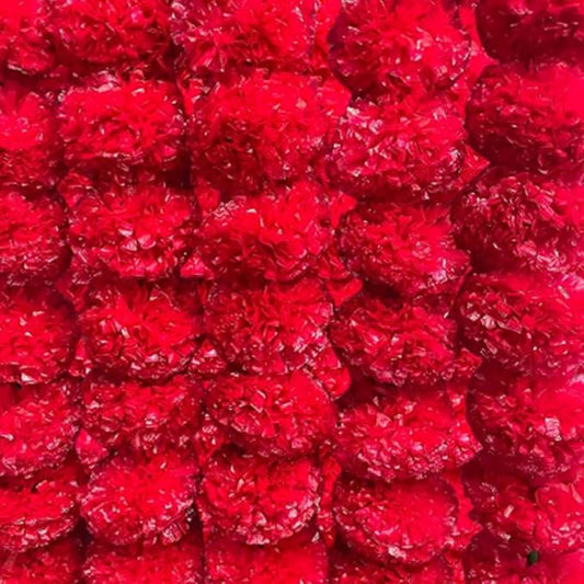 Artificial Marigold Garland for Decoration, Diwali Decorations Pack of 5 - Marigold Garland Flowers for Diwali Pooja -Traditional Indian Decoration (Red 5 PC | 4 to 4.5ft) Hashcart®